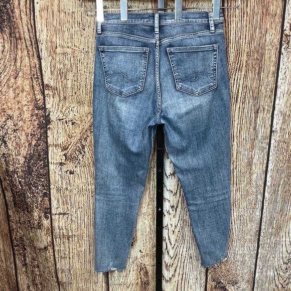 Silver Jeans Co Calley Skinny Crop Jeans Womens Size 29 Blue Distressed Raw Hem - Picture 2 of 12